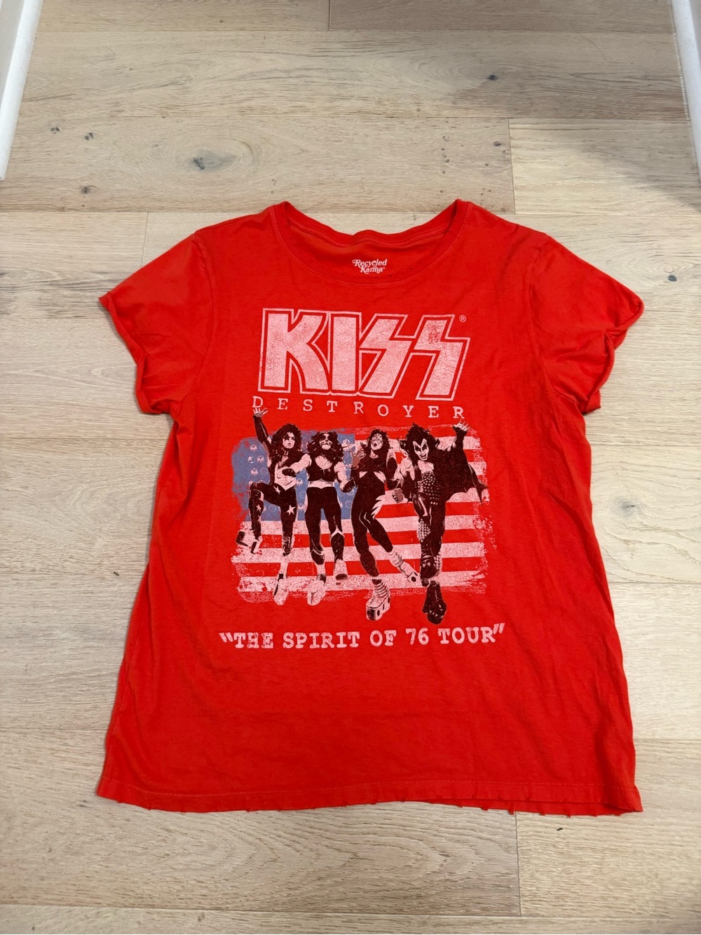 KISS Destroyer 'The Spirit of '76 Tour' Graphic Red Tee Size Large